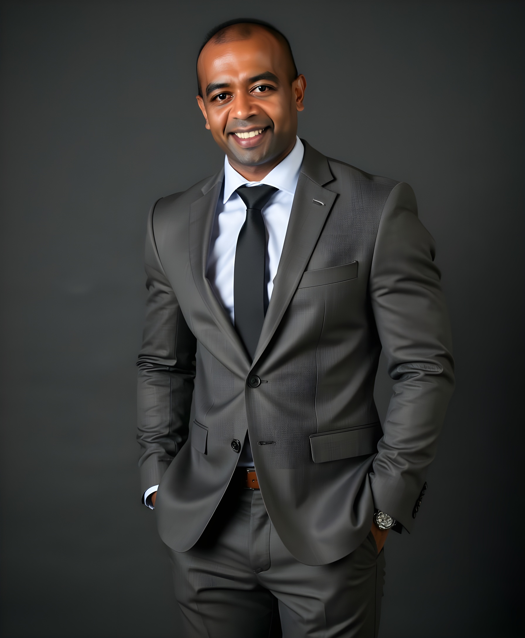 Dr. Bomi Joseph smiling in a grey suit - Dr. Bomi Joseph