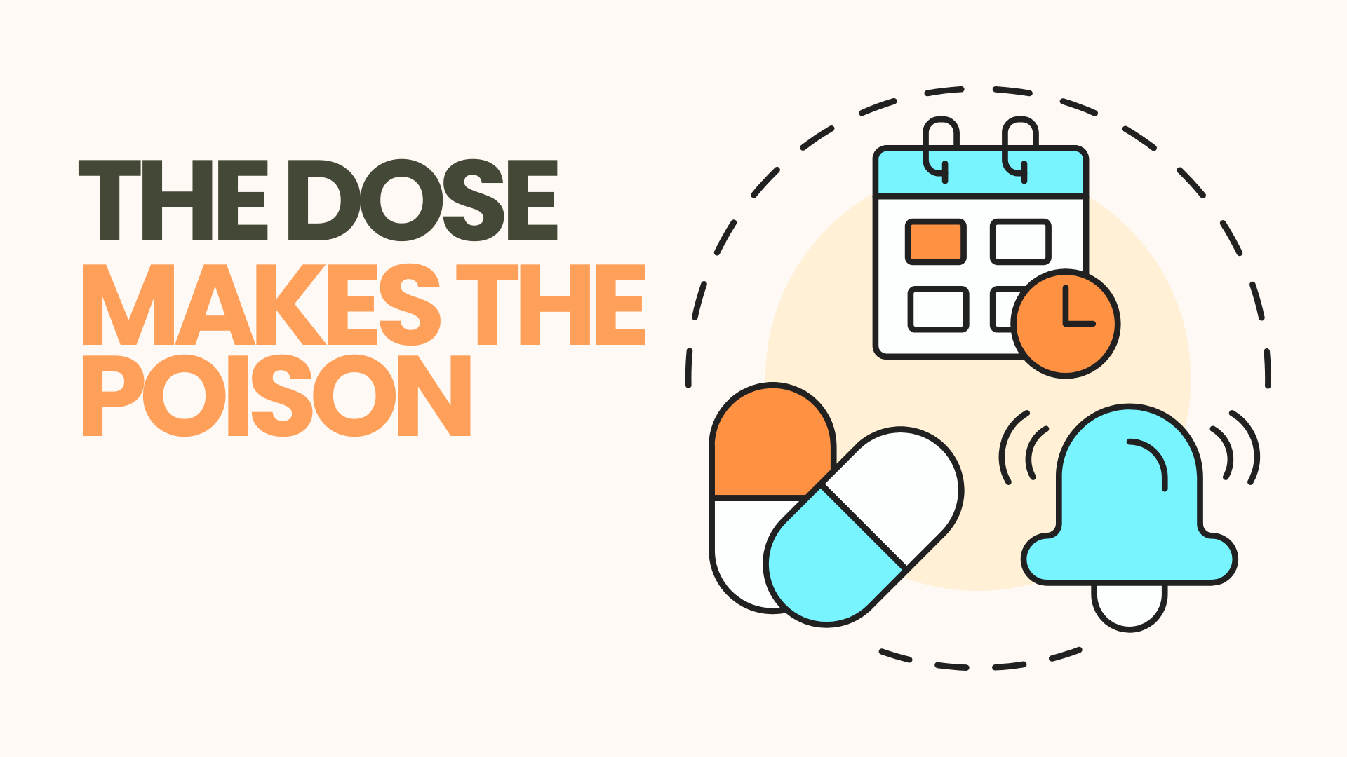 Paracelsus quote, “Sola dosis facit venenum”—the dose makes the poison—shown beside a laboratory toxicology setup.