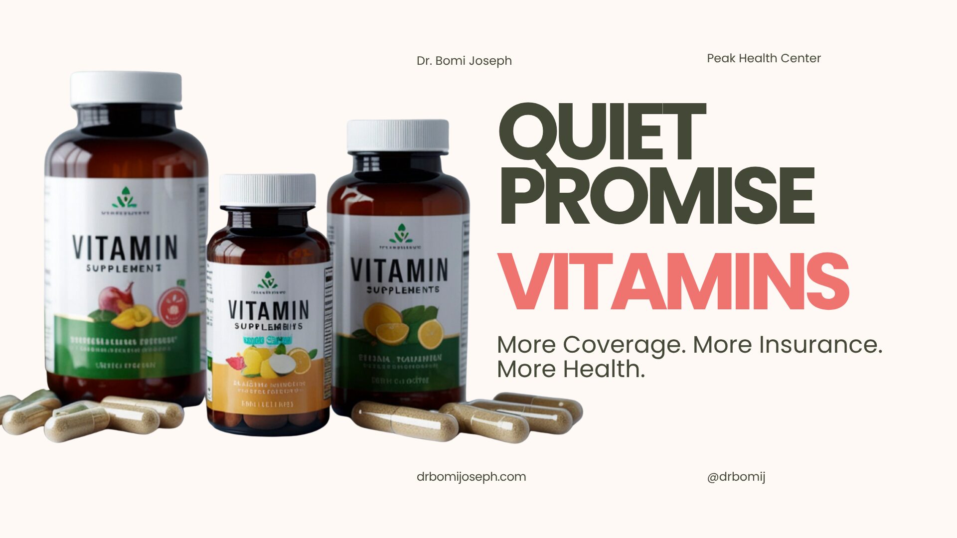 Essential vitamin bottle on pharmacy shelf implying the quiet promise of more health