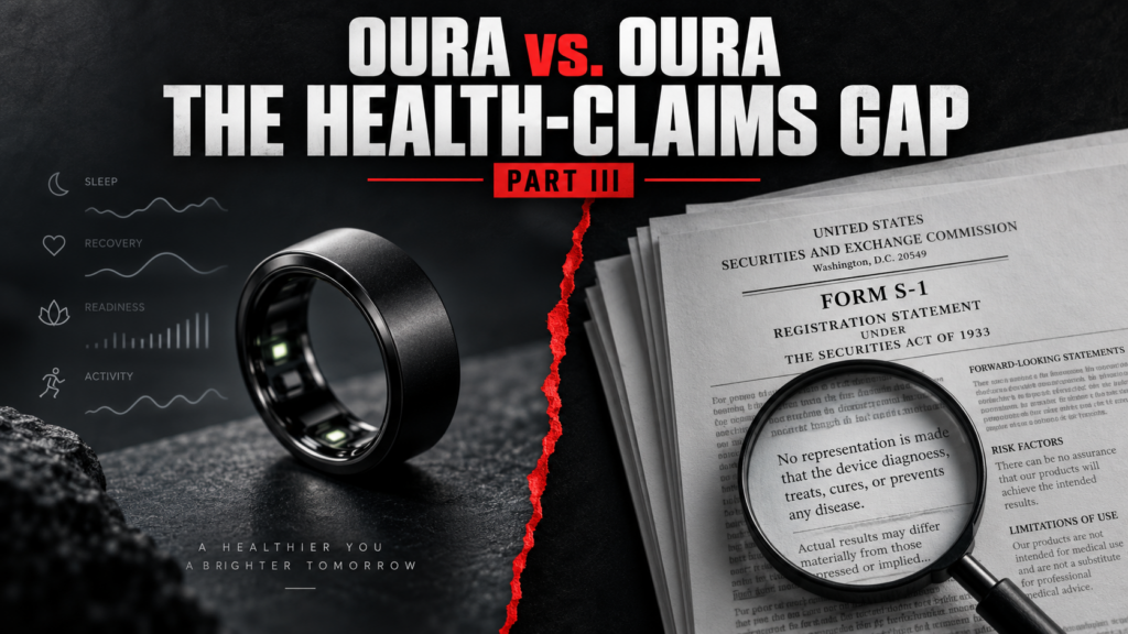 Part III: OURA vs. OURA — The Health-Claims Gap 8 Oura Ring health marketing compared with Oura’s Form S-1 legal disclosures.